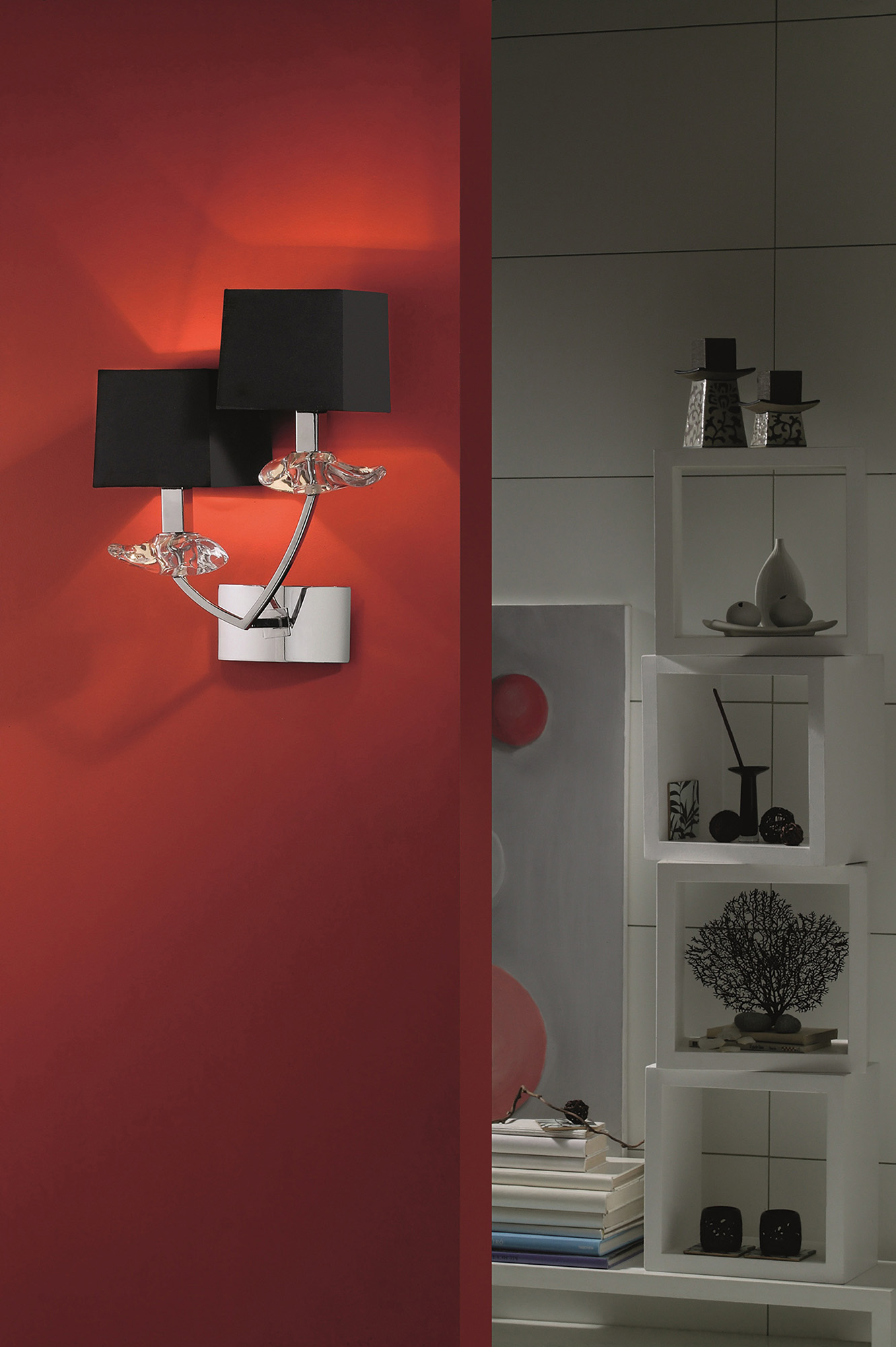 Akira Polished Chrome-Black Wall Lights Mantra Armed Wall Lights Akira Polished Chrome-Black Wall Lights Mantra Armed Wall Lights